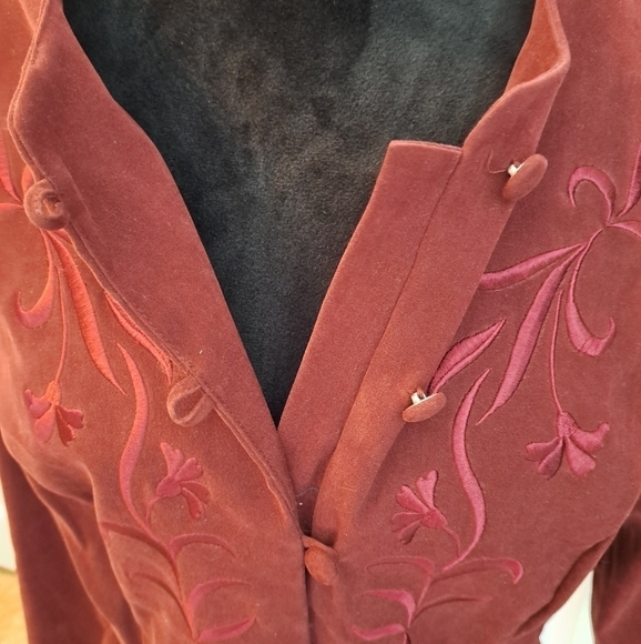 Vintage 90's Dark Plum Velour Jacket   Size 16 - Picture 3 of 7